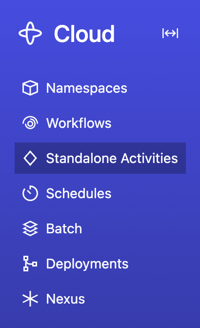 Standalone Activities Web UI nav bar item